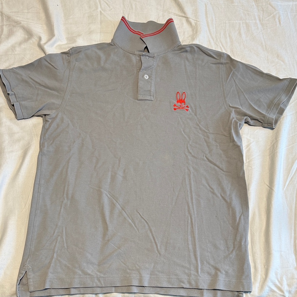 Psycho Bunny Gray Polo with Red Accent